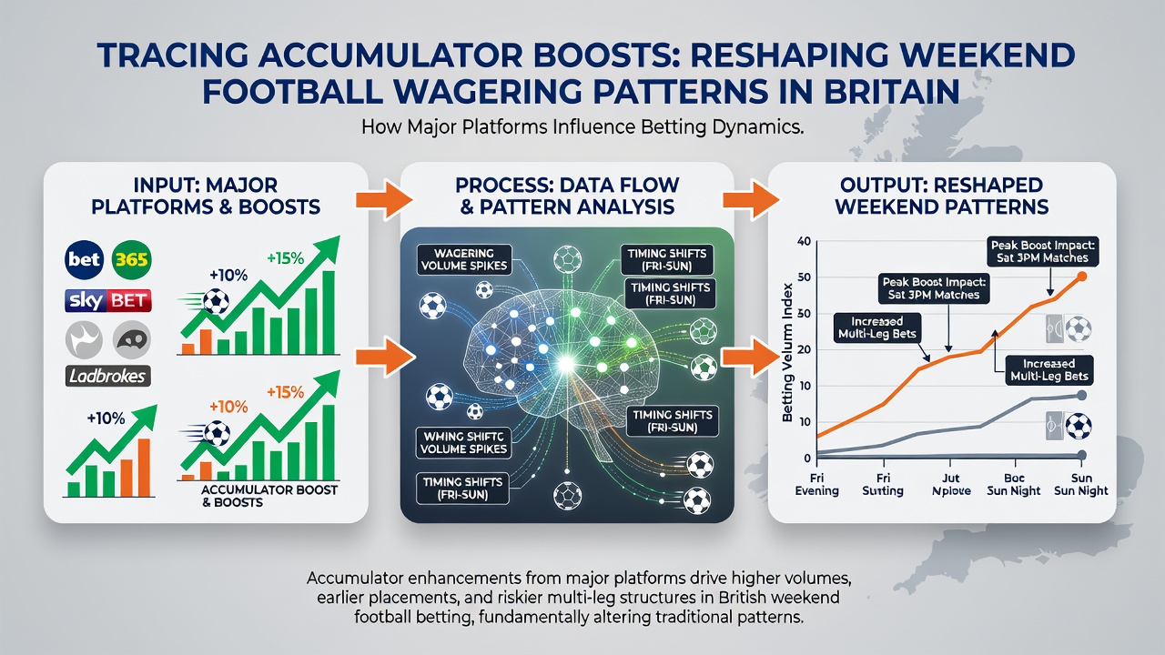 Weekend football matches drive accumulator activity as platforms release targeted boosts across Britain